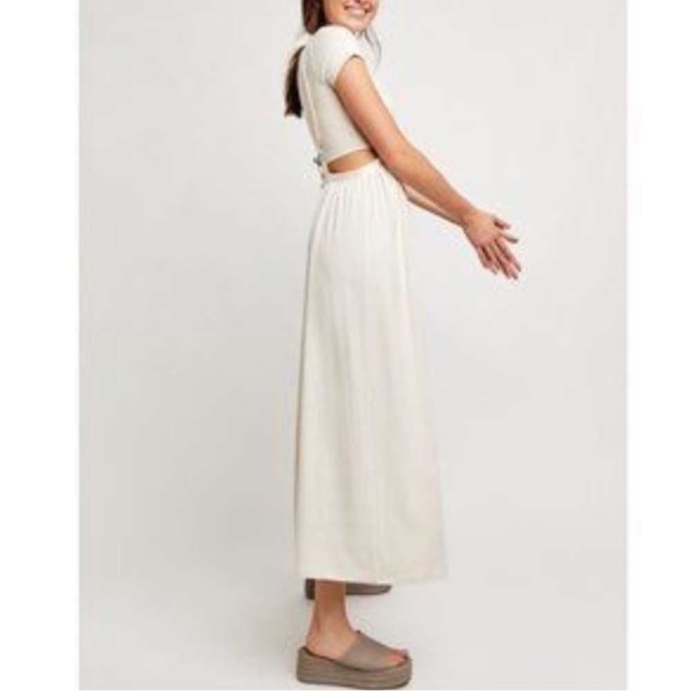 Free People Cream Wide-Leg Suspender Jumpsuit - Picture 10 of 13